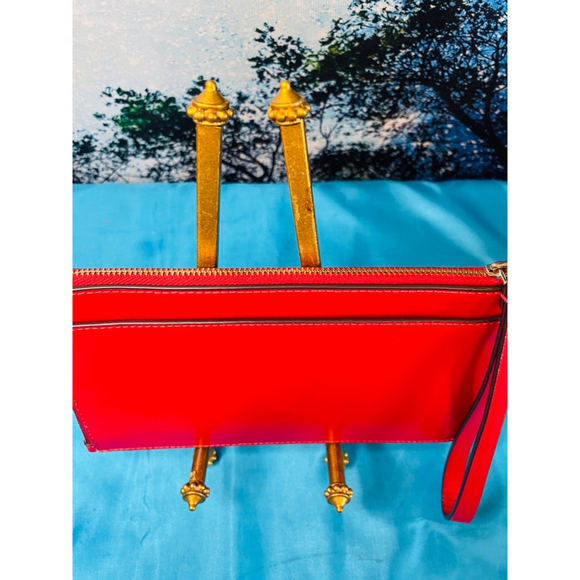 Kate Spade Red Leather Wristlet Clutch Gold Hardware - Picture 3 of 8